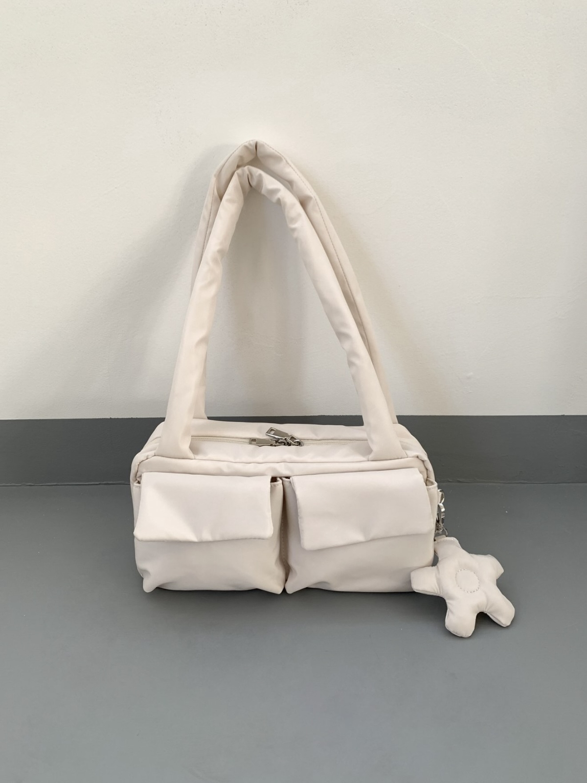 ANNA AMMONS Large Multi-Pocket Nylon Tote - Lightweight Quilted Puffy Shoulder Bag - ANNA AMMONS