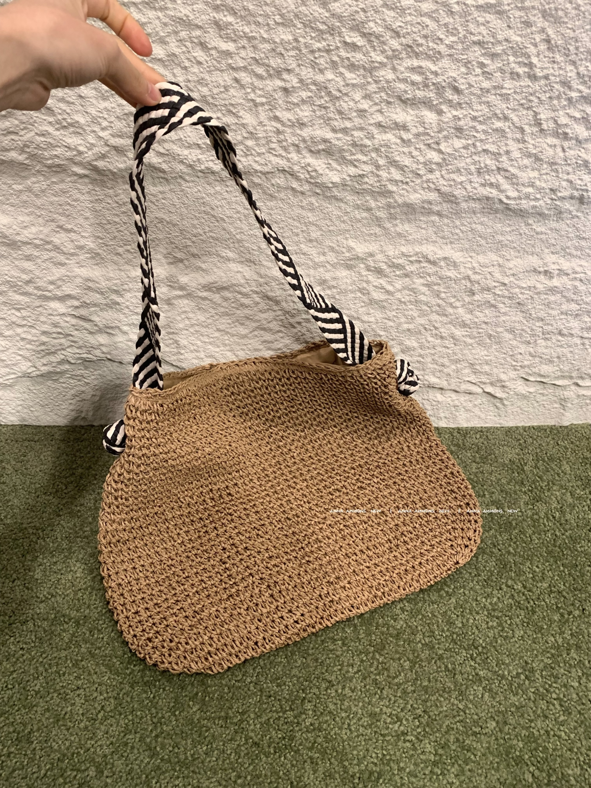 ANNA AMMONS Handwoven Straw Tote Bag - Retro Artisanal Summer Shoulder Bag - ANNA AMMONS