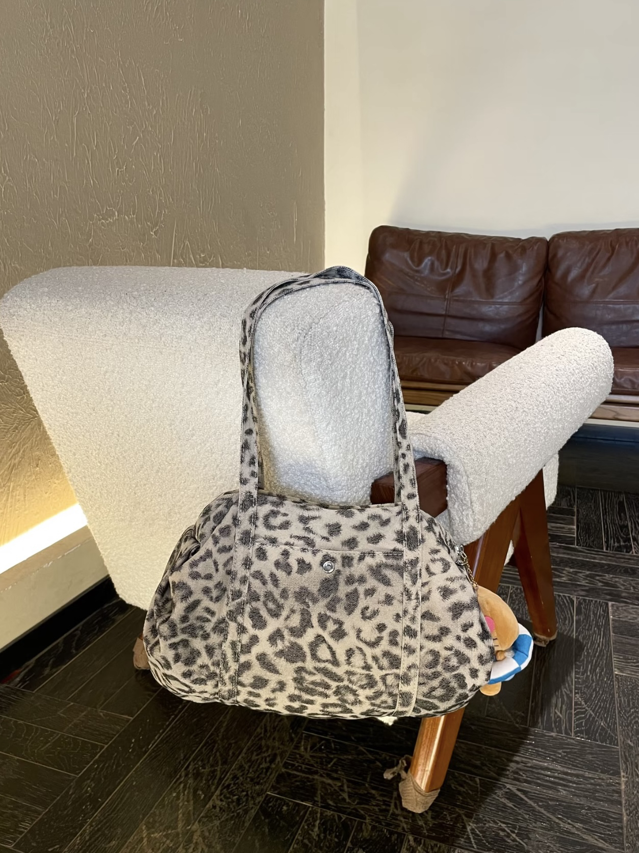 ANNA AMMONS Brooklyn Leopard Print Canvas Tote - Large Capacity Shoulder Bag - ANNA AMMONS