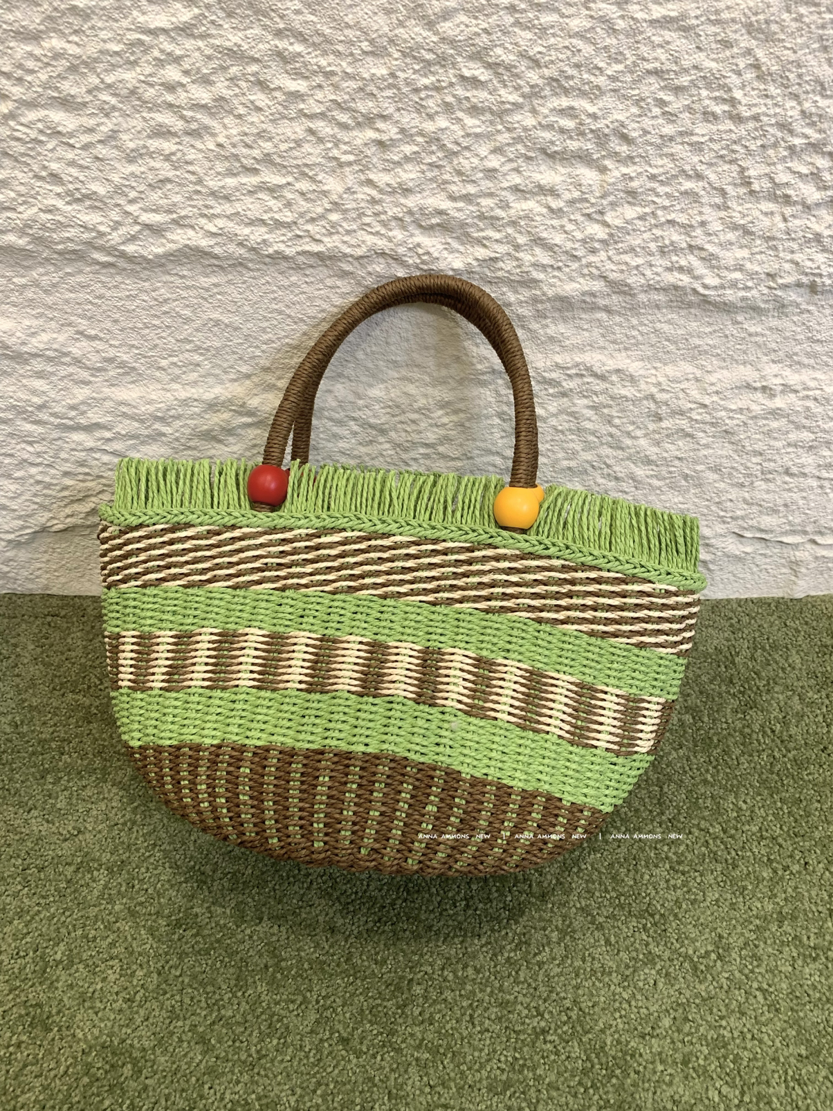 ANNA AMMONS Retro Picnic Fruit Basket Bag - Woven Summer Beach Handbag - ANNA AMMONS