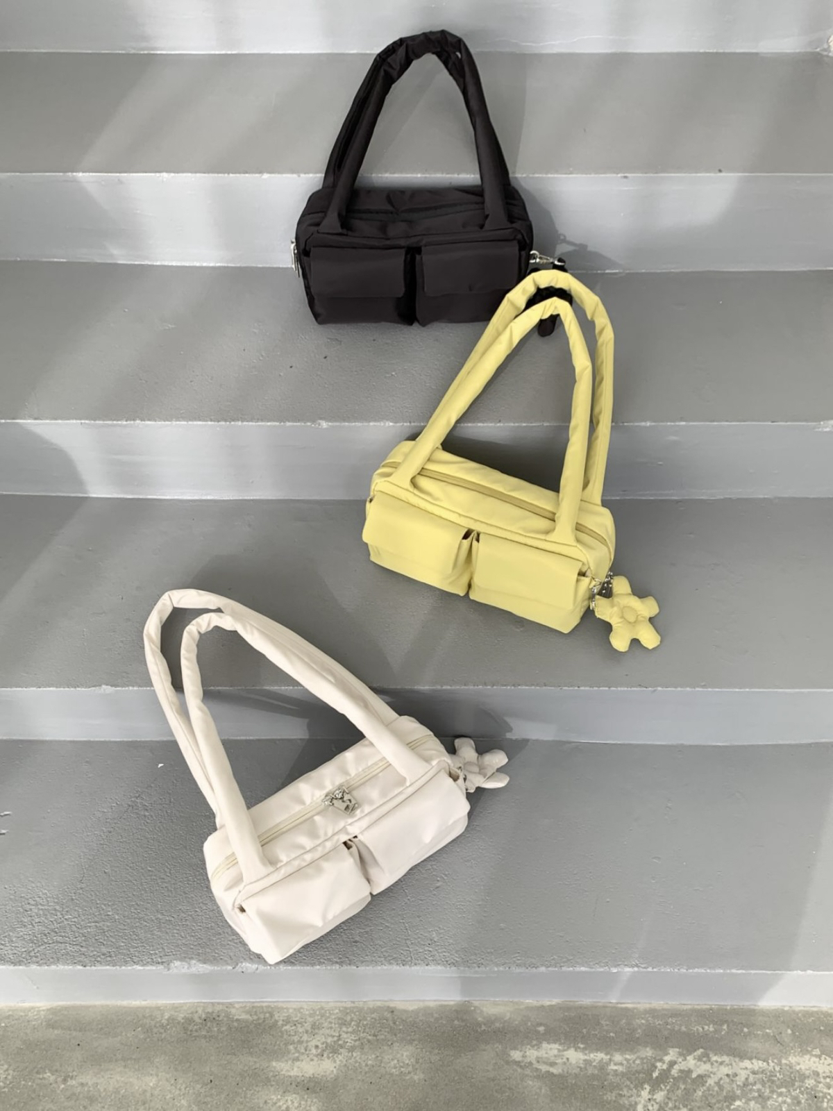 ANNA AMMONS Large Multi-Pocket Nylon Tote - Lightweight Quilted Puffy Shoulder Bag - ANNA AMMONS