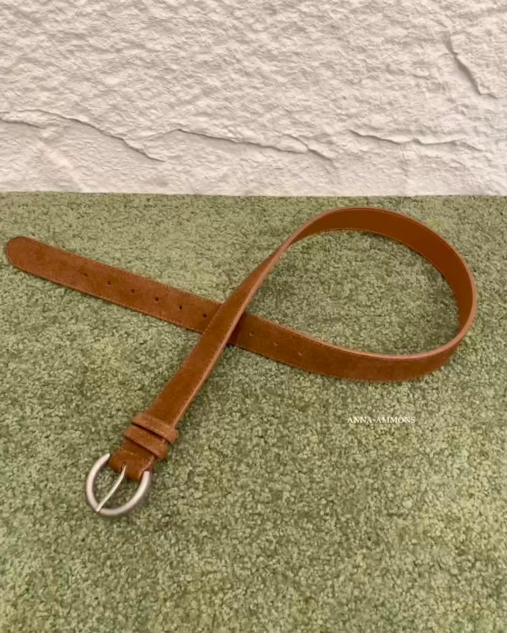 ANNA AMMONS Vintage Genuine Nubuck Leather Belt - Premium Matte Cowhide Waistband - ANNA AMMONS