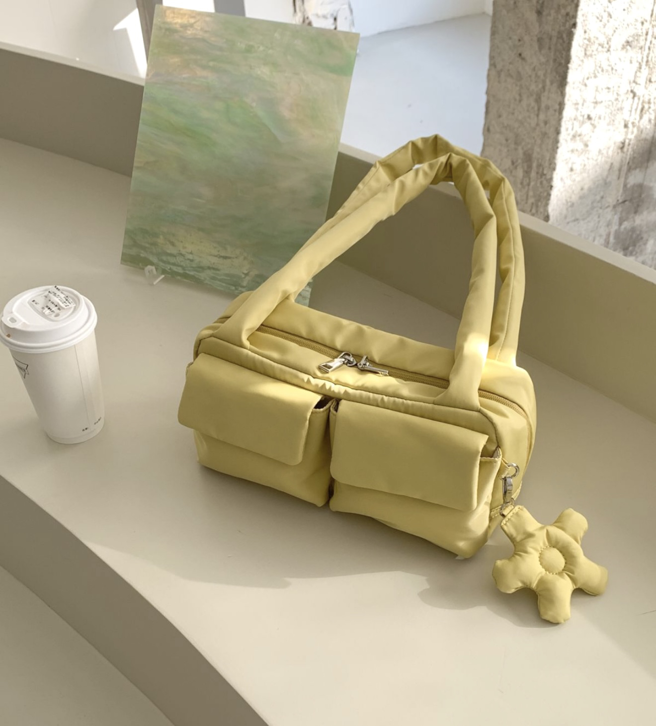 ANNA AMMONS Large Multi-Pocket Nylon Tote - Lightweight Quilted Puffy Shoulder Bag - ANNA AMMONS