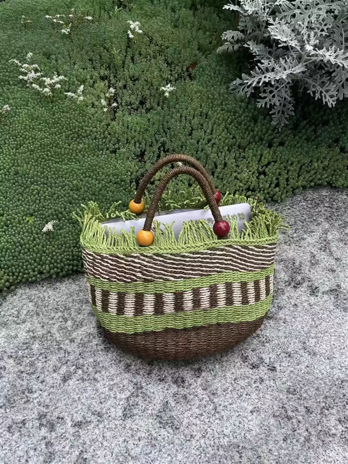 ANNA AMMONS Retro Picnic Fruit Basket Bag - Woven Summer Beach Handbag - ANNA AMMONS
